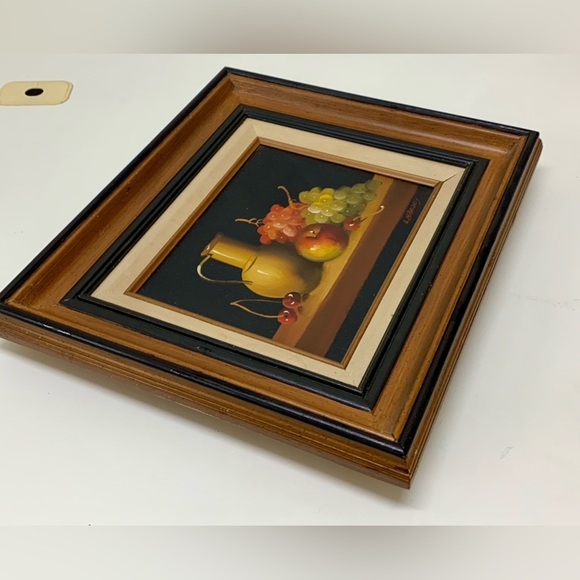 Vtg Original Oil on Canvas Wooden Framed L Habady Still Life Painting - Picture 8 of 13